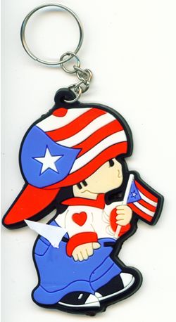 Dulces Tipicos Kid with Flag of Puerto Rico Keychain Puerto Rico